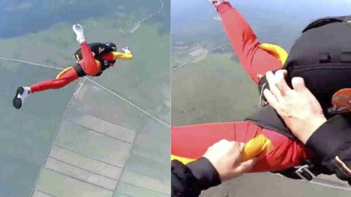 Mujer salta de avión y no abre su paracaídas; su instructor la salvó
