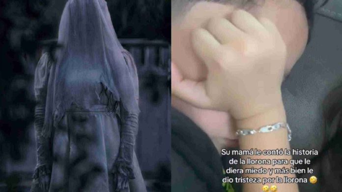 Niño llora de tristeza con la leyenda de la llorona