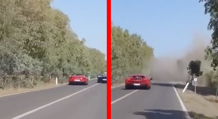 Video: Lamborghini y un Ferrari querían rebasar una furgoneta y provocan trágico accidente