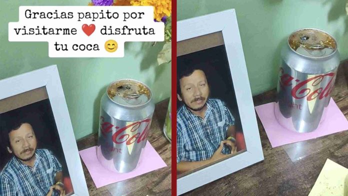Joven capta visita de su padre fallecido al altar de Día de Muertos