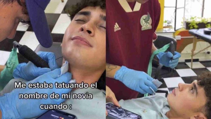 Joven termina a su novio mientras él se tatuaba su nombre