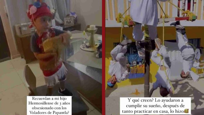 Niño cumple su sueño de conocer a los voladores de Papantla