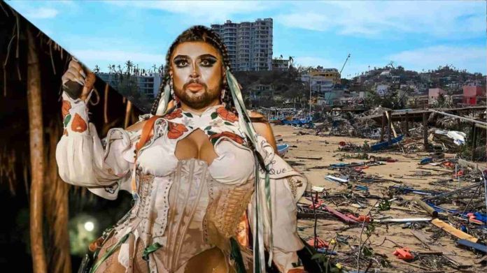 Drag Queen acapulqueña lleva comida a comunidades devastadas por Otis en Acapulco