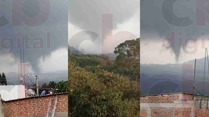 Nubes forman pequeño remolino en Peribán