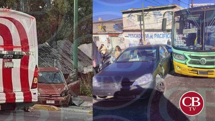 Dos siniestros de auto en Morelia de manera simultánea
