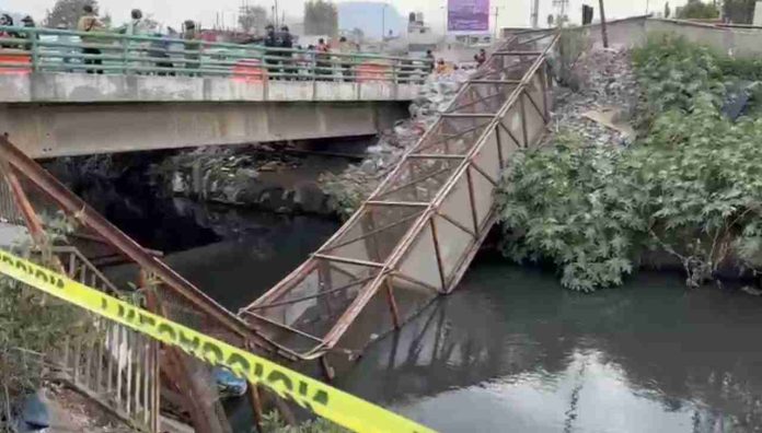 Puente peatonal que une a Neza y Chimalhuacán se desploma; hay al menos 13 heridos