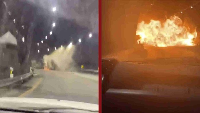 Impactante momento en el que un camión cisterna explota al interior de un túnel en Colombia