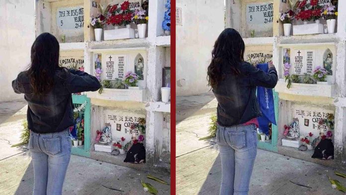 Joven graduada visita la tumba de su abuelito para darle la noticia