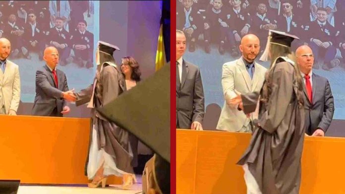 Alumna negó saludo a un profesor durante entrega de diplomas