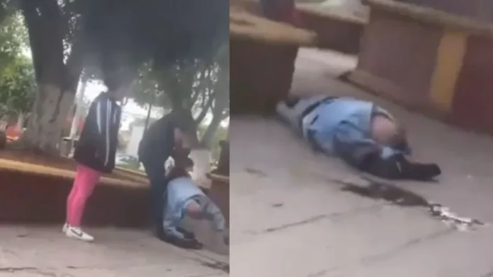 #Video: Imágenes fuertes, hombre golpea brutalmente a abuelito frente a niños