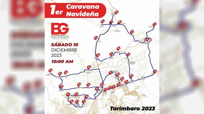 ASISTE A LA PRIMER CARAVANA NAVIDEÑA EN EL MUNICIPIO DE TARÍMBARO