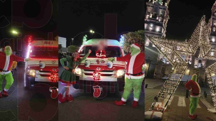 Si ves un Grinch manejando la combi Roja, no te espantes, es Rafa y su gran creatividad