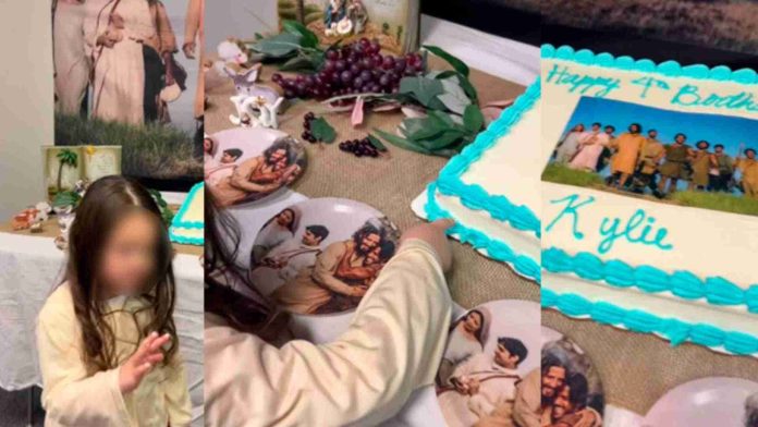 Niña realiza su fiesta de cumpleaños con temática de Jesucristo