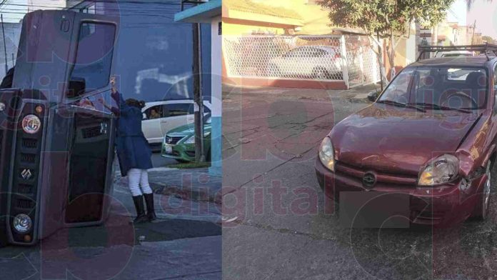 Vuelca vehículo con todo y niños en Morelia