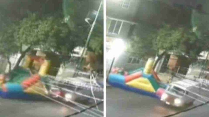 #Video: Combi arrolla brincolín con niñas sobre este