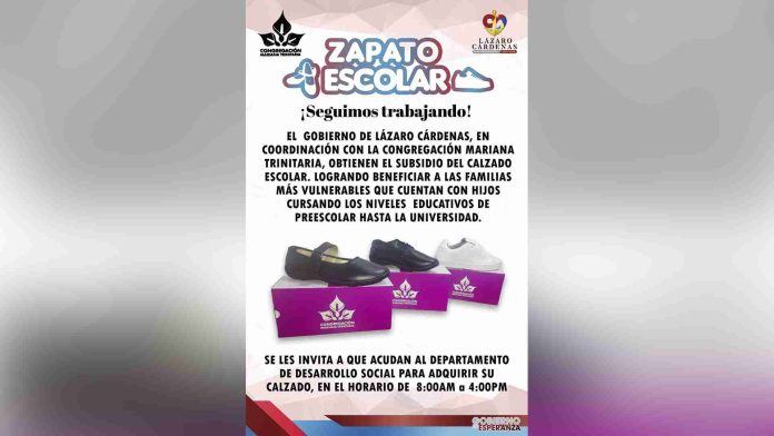 El Gobierno de Lázaro Cárdenas y la Congregación Mariana Trinitaria brindan subsidio de calzado escolar para familias vulnerables