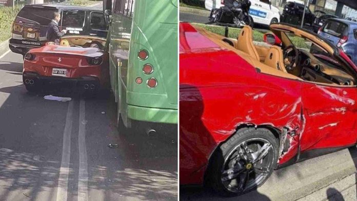 Ferrari choca contra autobús de transporte público en CDMX