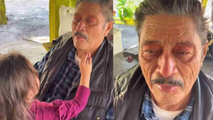 Abuelito se deja maquillar por su nieta y enternece en redes sociales