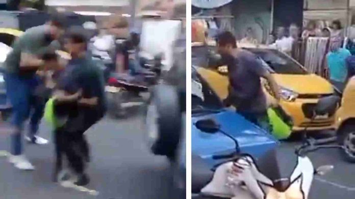 #Video: Motociclista busca 'bronca' y huye al ver tamaño de sus contrarios