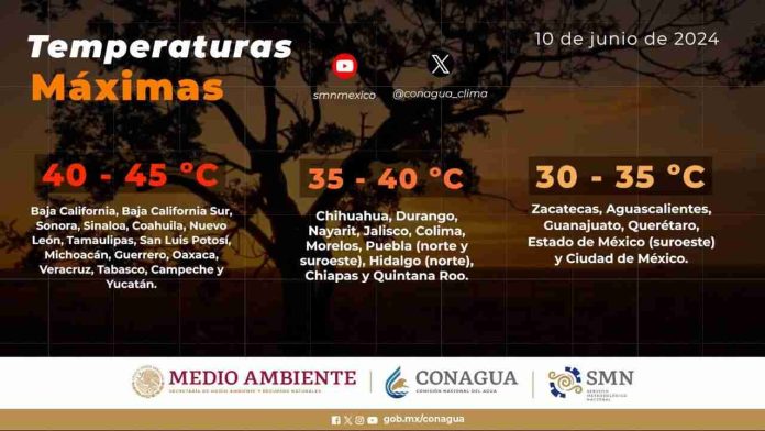 Temperaturas superiores a 45 grados en quince estados del país
