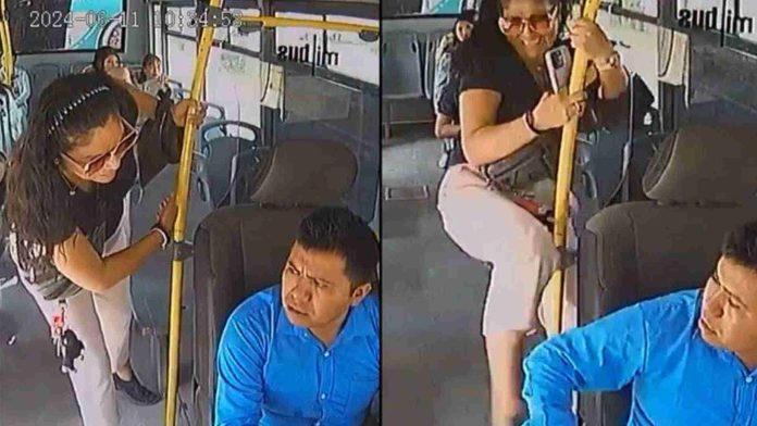 Pasajera agrede a patadas a chófer de transporte público