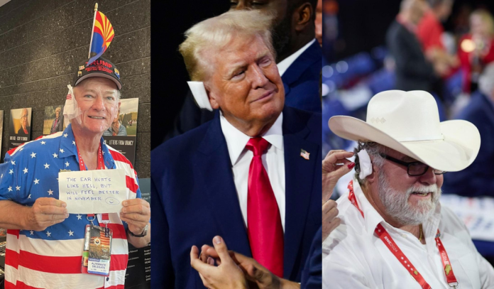 Seguidores de Trump se ponen parche en oreja en apoyo al ex presidente