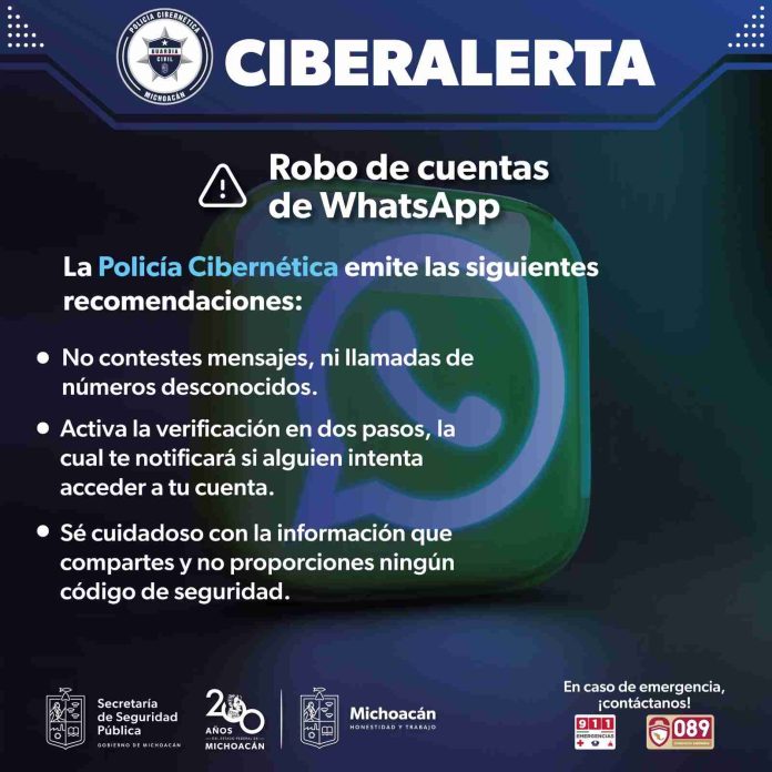 Alerta SSP sobre robo de cuentas de WhatsApp