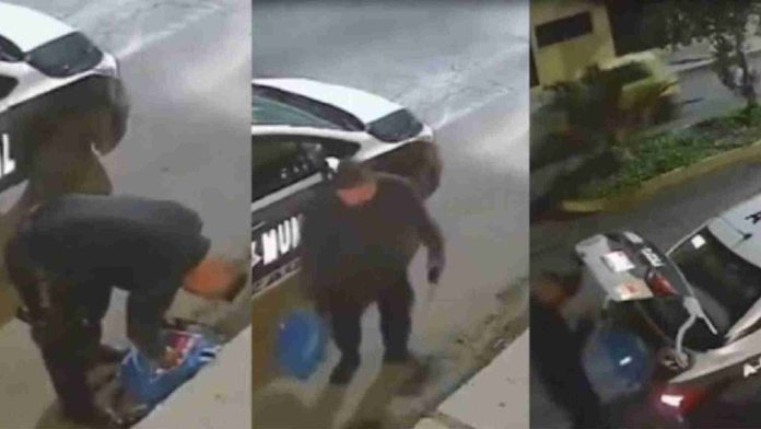 Captan a policía robando a hombre en situación de calle en Tlaxcala