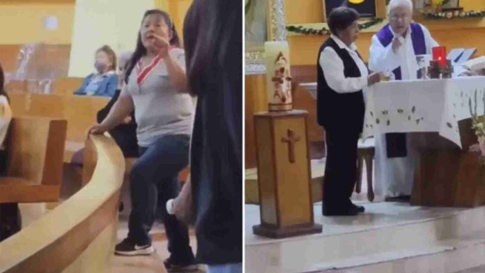 Sacerdote corre a mujer y su bebé de la iglesia