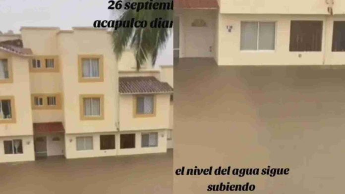 Captan a mujer vestida de novia durante inundaciones de Acapulco