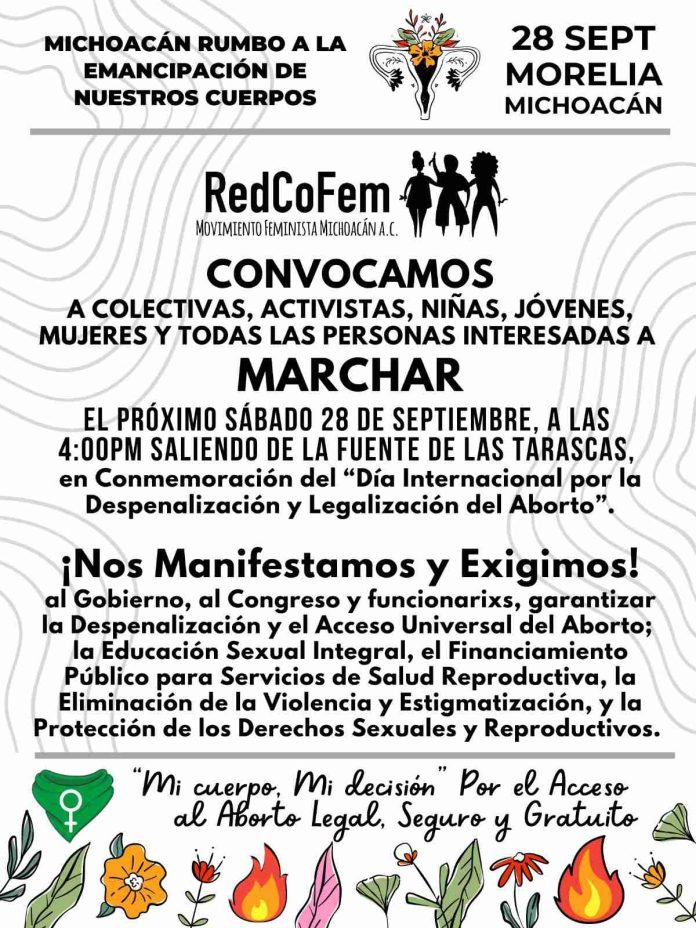 La RedCoFem convoca a marcha el 28 de Septiembre