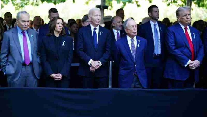 Harris y Trump se reencuentran con un cordial apretón de manos en homenaje a víctimas 11-S