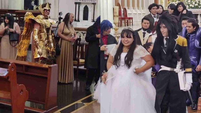 Novios celebran su boda con temática de Los Caballeros del Zodiaco y se hace viral