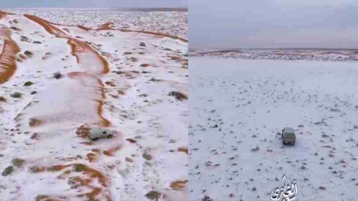 El insólito paisaje blanco en el desierto de Arabia Saudita