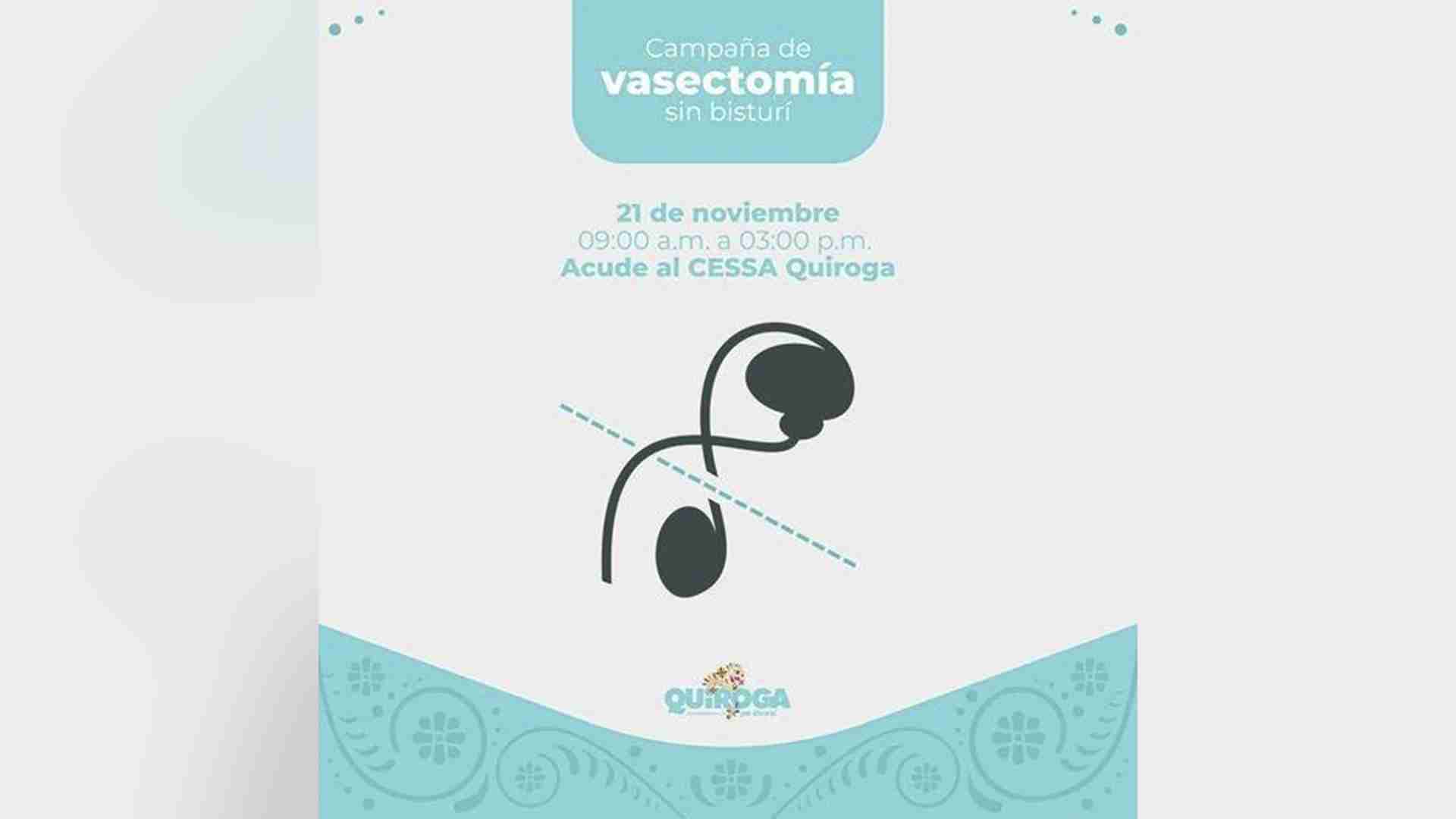 Quiroga lanza Campaña de Vasectomía sin Bisturí para promover la planificación familiar responsable Quiroga lanza Campaña de Vasectomía sin Bisturí para promover la planificación familiar responsable