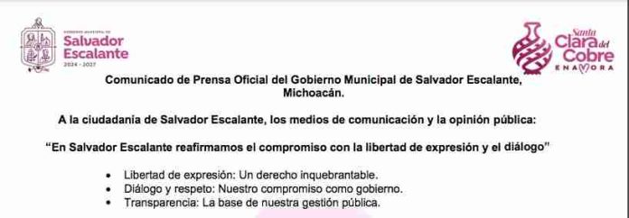 “En Salvador Escalante reafirmamos el compromiso con la libertad de expresión y el diálogo”