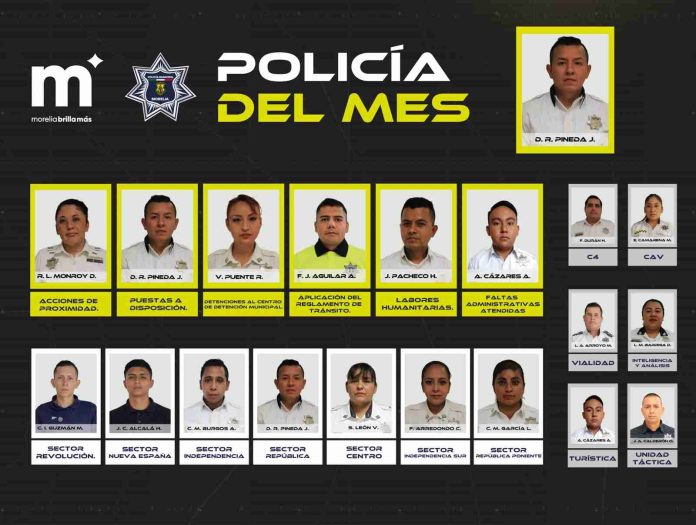 Policía Morelia reconoce al oficial D.R. Pineda como 