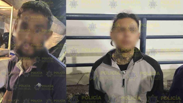 Policía Morelia asegura motocicleta con reporte de robo y detiene a dos personas en la colonia Rector Díaz Rubio