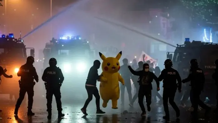 #Video: Policias persiguen a Pikachu durante protesta en Turquia