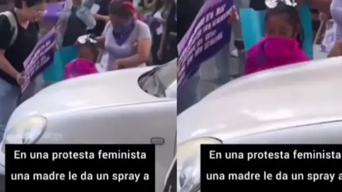 Madre le da spray de pintura a su hija para que pinte un auto