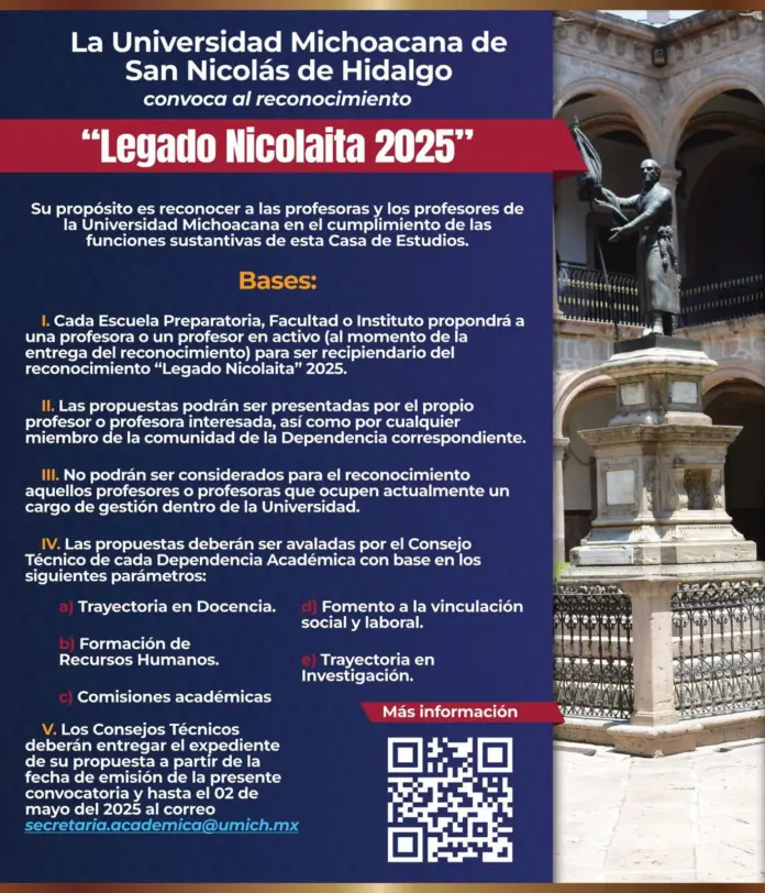 “Legado Nicolaita” reconoce a las y los docentes de la UMSNH; se invita a participar con propuestas