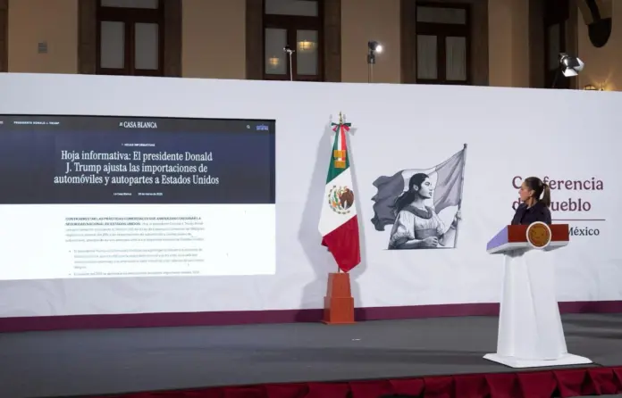 “NOSOTROS VAMOS A PROTEGER A MÉXICO, A LOS EMPLEOS Y A LAS EMPRESAS MEXICANAS”: PRESIDENTA CLAUDIA SHEINBAUM; POSTERIOR AL 2 DE ABRIL SE DARÁ RESPUESTA INTEGRAL A EUA SOBRE ARANCELES