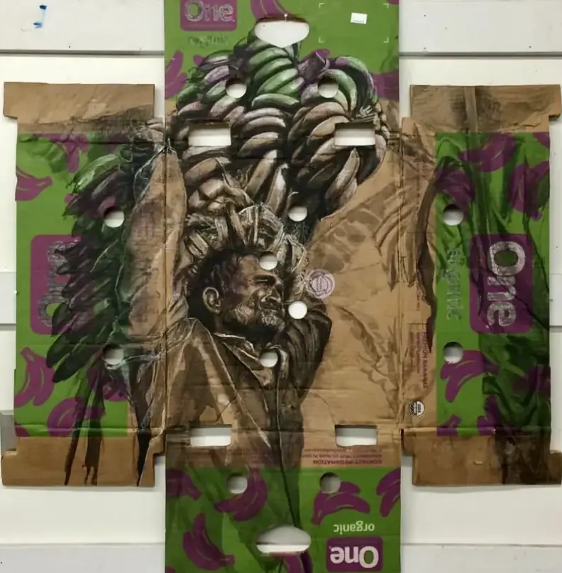 Narsiso Martínez dibujó un bracero cargando plátanos en una caja que encontró en Costco y aquello cambió el rumbo de su carrera.
