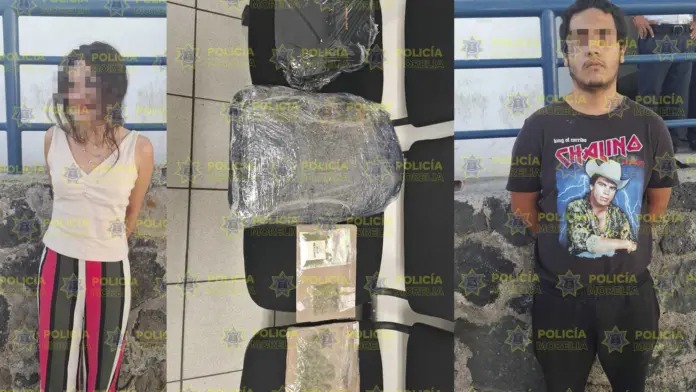 Policía Morelia detiene a dos personas por presunta posesión de narcótico en la zona centro
