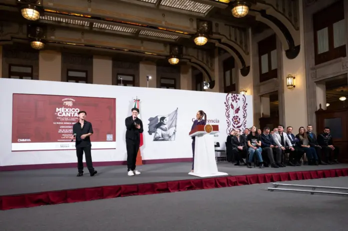 CONVOCA PRESIDENTA CLAUDIA SHEINBAUM A JÓVENES MEXICANOS Y ESTADOUNIDENSES A PARTICIPAR EN EL PRIMER CONCURSO BINACIONAL DE MÚSICA “MÉXICO CANTA POR LA PAZ Y CONTRA LAS ADICCIONES”