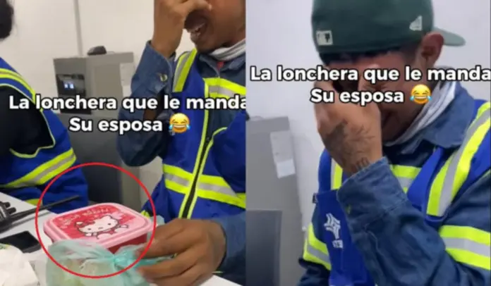 #Video: Esposa le mandan su lonche en lonchera de Hello Kitty