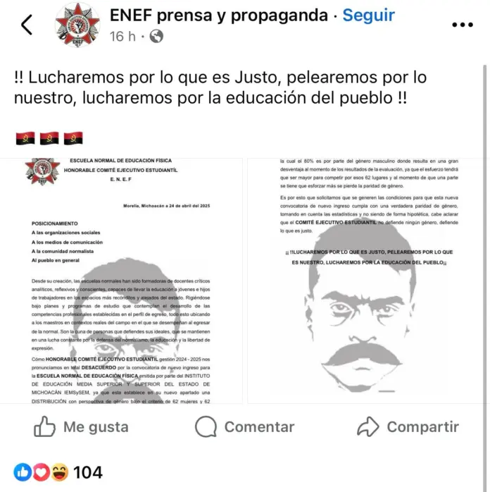 Normalistas de la ENEF van contra la paridad de género, rechazan más espacios para mujeres en el ingreso a la Normal