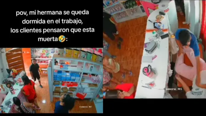 #Video: Se queda dormida mientras trabajaba haciendo creer a sus clientes que estaba muerta