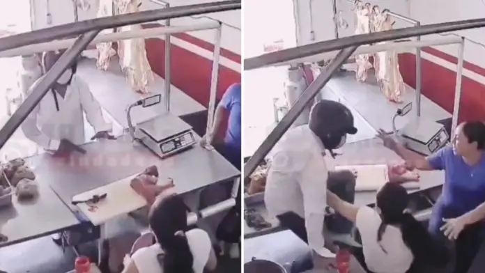 #Video: Mujeres se defienden contra asaltante armado en carnicería de Tuxtla Gutiérrez; el agresor escapó