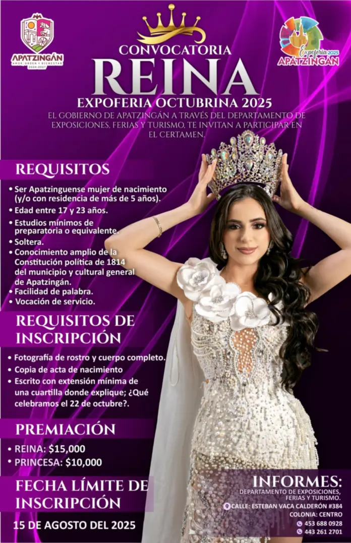 SE ABRE CONVOCATORIA REINA OCTUBRINA 2025